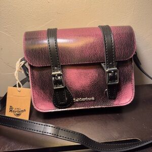 Dr. Martens Pink/Purple and Black Leather Satchel Crossbody. New!